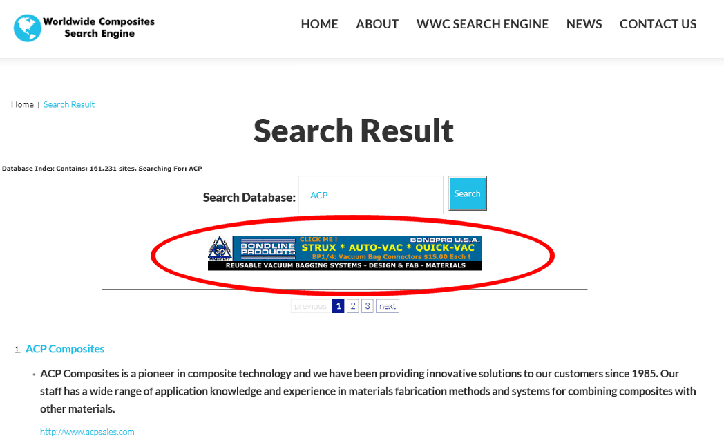 1 Month Rotating Banner Ad on WWC Search Results
